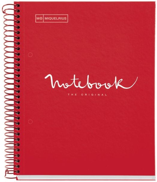 Тетрадка Miquelrius Emotions А5 със спирала, 120 листа на широки редове, червена