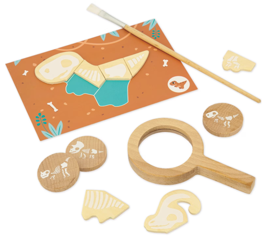 Образователна игра Janod - Намерете и сглобете динозаврите