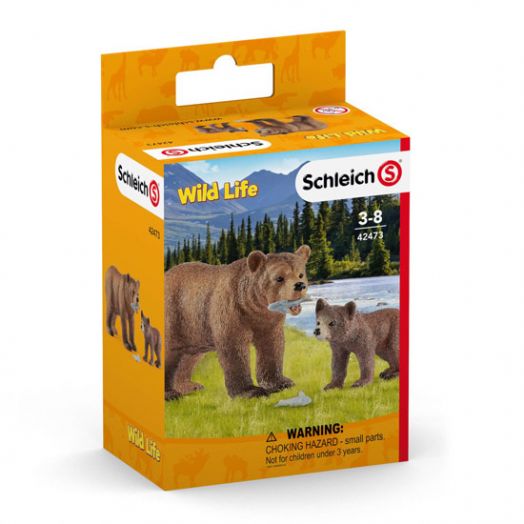 Комплект Schleich: Мечка гризли с малко