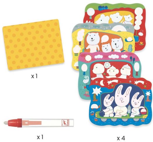 Творчески комплект Djeco - Картини с вода, животни