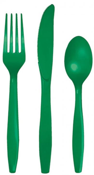 Пластмасови прибори Creative Party - Изумрудено зелено, 24 бр.
