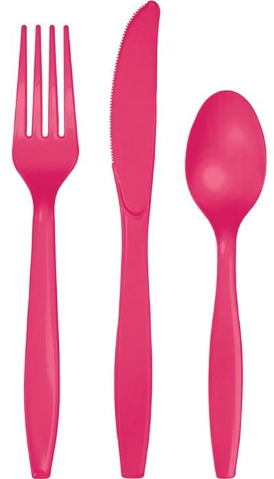 Пластмасови прибори Creative Party - Маджента, 24 бр.
