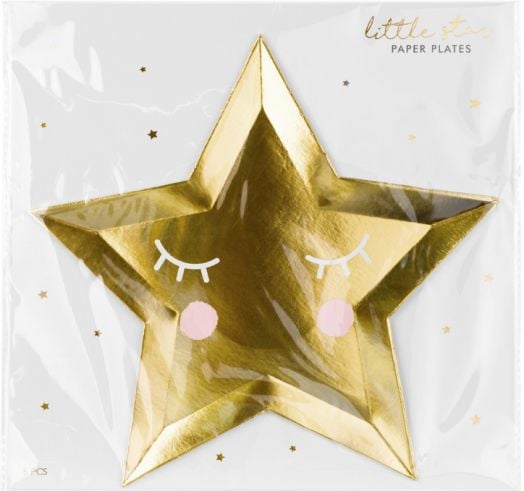 Златни чинийки PartyDeco - Звезда, 6 бр.