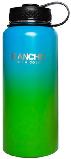 Стоманен термос Kanche - Пътувай с мен, синьо-зелен