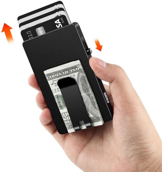 Алуминиев картодържател Valenta MagSafe Money Clip, черен