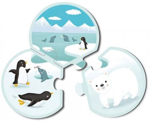 Детски пъзел Apli Kids Trio - Животните в тяхната естествена среда, 24 части