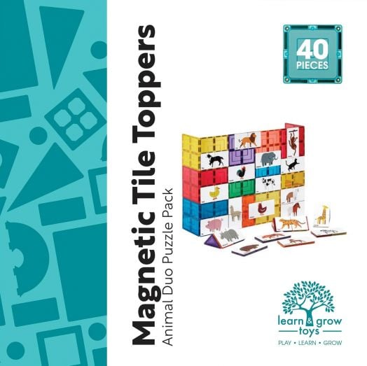 Магнитен конструктор Learn and Grow Toys - Дуо пъзел с животни, 40 части