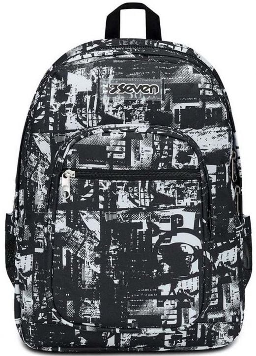 Ученическа раница Seven Freethink Jet Black с две отделения и USB порт