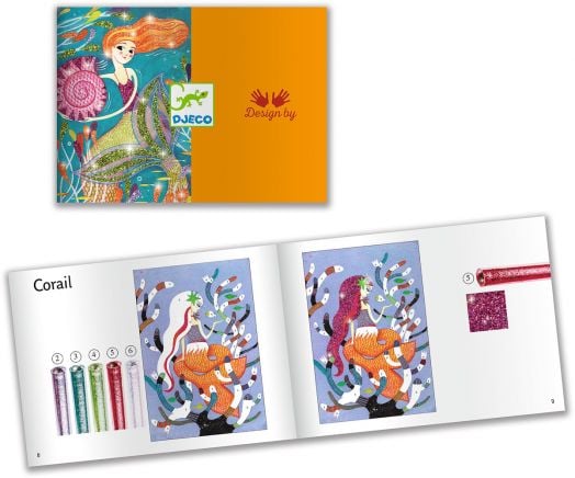 Комплект за рисуване с брокат Djeco - Mermaid