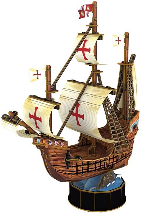 3D пъзел Cubic Fun - Корабът Санта Мария, 93 части