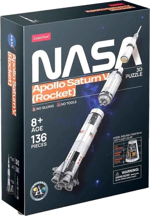 3D пъзел Cubic Fun - NASA Ракета Apollo Saturn V, 136 части