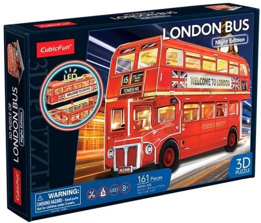 Светещ 3D пъзел Cubic Fun - Лондонски автобус, 161 части