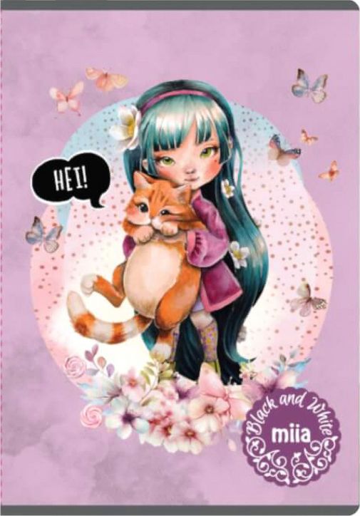Тетрадка Black & White Miia А5, 24 листа - тесни и широки редове