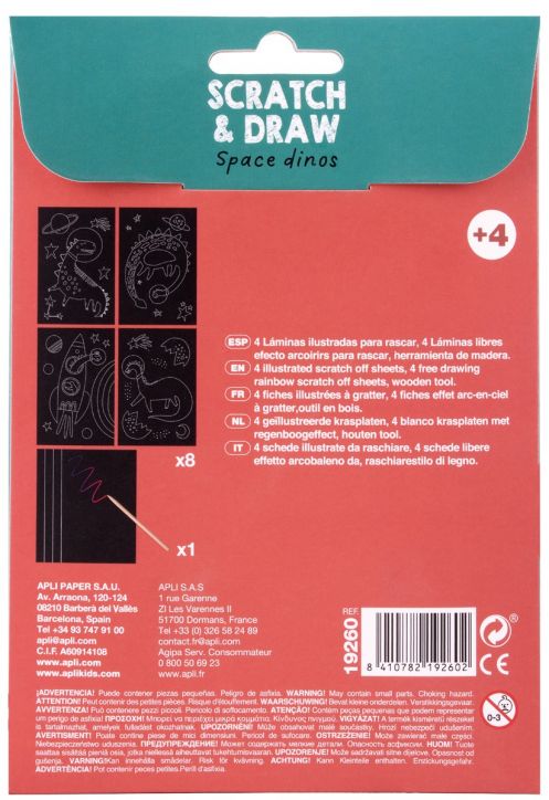 Мини скреч комплект Apli Kids - Динозаври в космоса