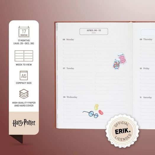 Седмичен планер Grupo Erik Harry Potter за 17 месеца - август 2025 / декември 2026 година