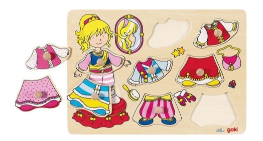 Образователен детски дървен пъзел Goki, princess