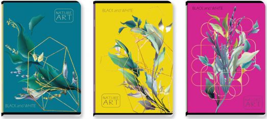 Тетрадка Black & White Nature Art A4, 80 листа - широки редове