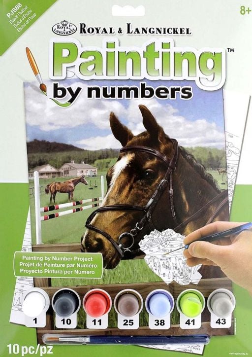 Комплект за лесно рисуване с акрилни бои Royal & Langnickel - Конче, 24 х 33 см.