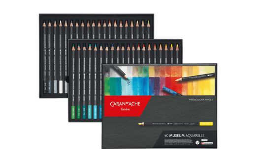 Комплект цветни моливи Caran d'Ache Museum Aquarelle, 40 цвята
