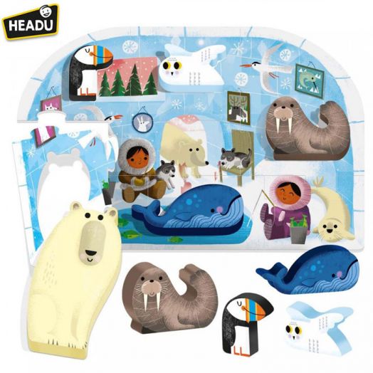 Образователен пъзел Headu Montessori - Полюси