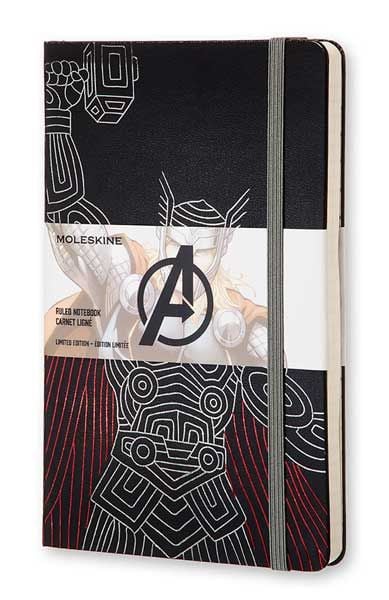 Голям черен тефтер Moleskine The Avengers Thor - Тор с широки редове, Limited Edition