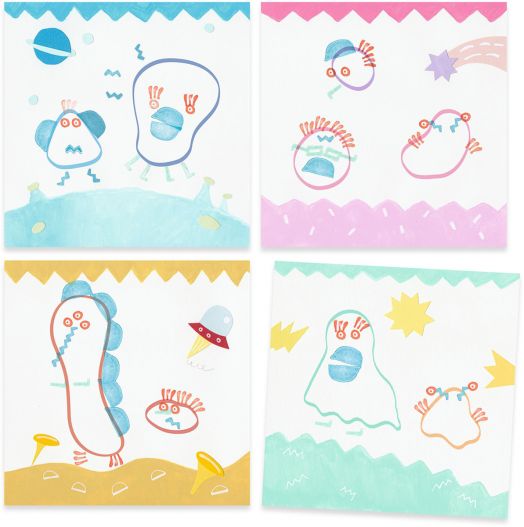 Креативен комплект Djeco: Направи картини с печати, Чудовища