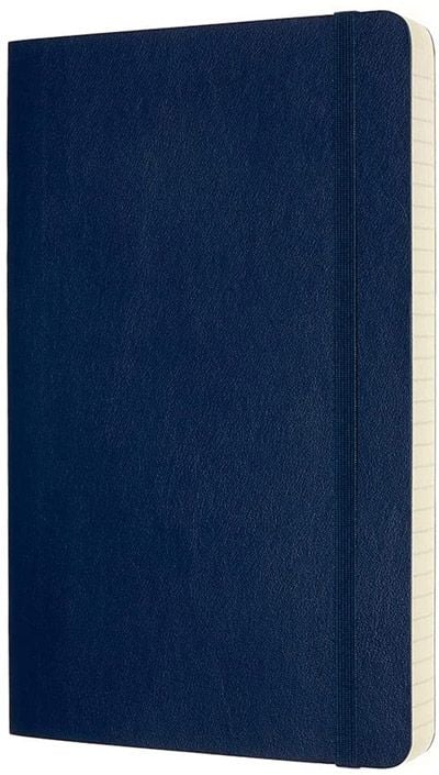 Класически тефтер Moleskine Expanded Sapphire Blue с меки корици и линирани страници