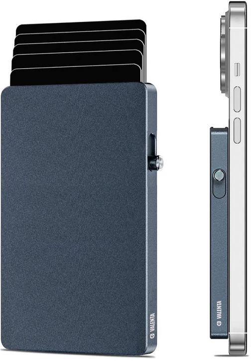 Алуминиев картодържател Valenta MagSafe Titanium Blue