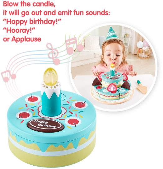 Дървена интерактивна торта Hape - Честит рожден ден