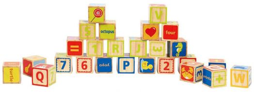 Дървени кубчета Hape - Числа и букви
