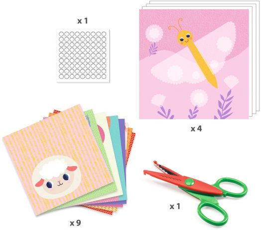 Творчески комплект Djeco - Направи колажи със стикери, Животни