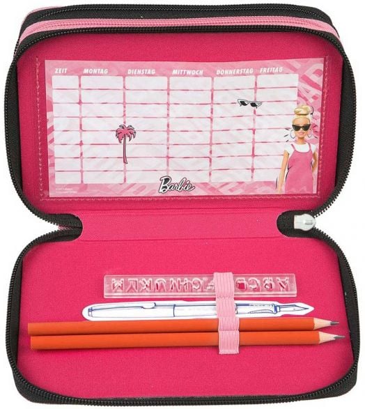 Ученически несесер Undercover Barbie с три отделения, пълен