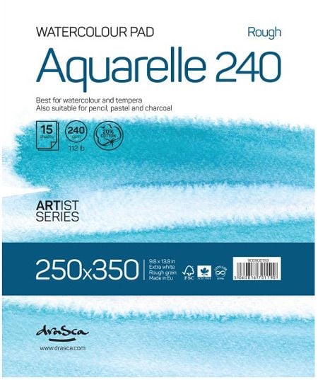 Скицник Drasca Watercolour Pad Aquarelle Rough, 15 бели листа
