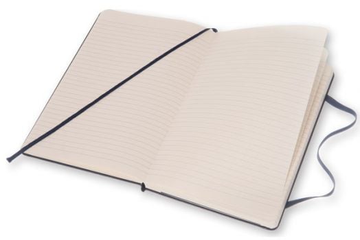 Голям син тефтер Moleskine Classic Blue Sapphire с твърди корици и листа на широки редове