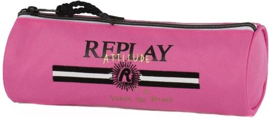 Кръгъл ученически несесер Replay, Attitude - розов цвят