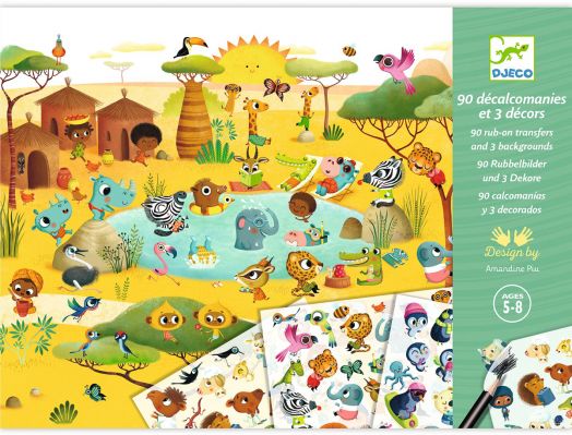 Комплект за декорация с ваденки Djeco: Савана