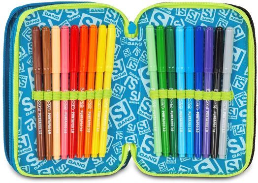 Ученически несесер Seven Gang Led Look с три отделения, пълен