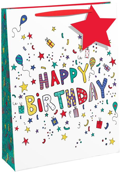 Детска подаръчна торбичка Eurowrap - Doodle Birthday, средна