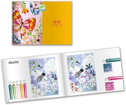 Комплект за рисуване с брокат Djeco - Пеперуди