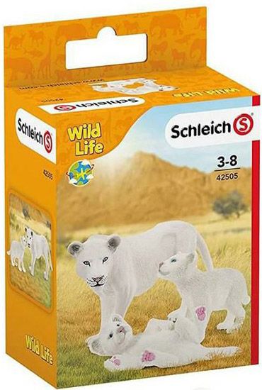 Комплект Schleich: Бяла майка лъвица с малки