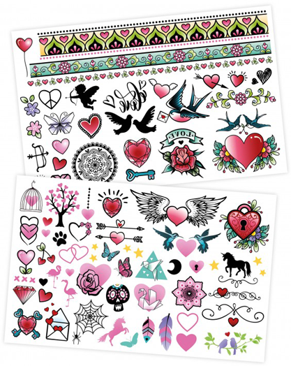 Временни татуировки Buki Be Teens - Разноцветни, 75 броя