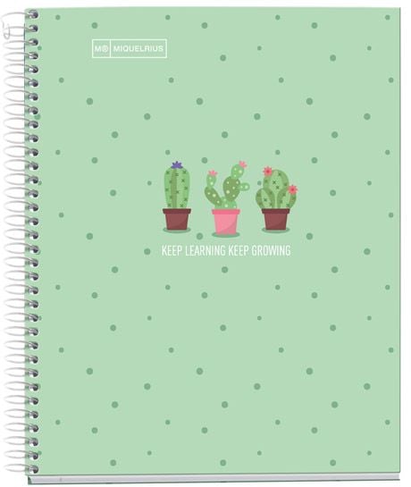 Тетрадка Miquelrius Cactus A5 със спирала, 80 листа, малки квадратчета, мента
