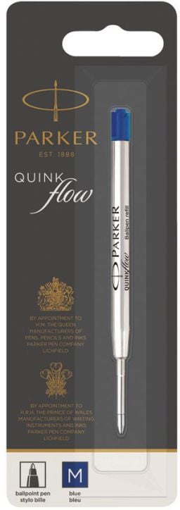 Син пълнител Parker за химикалки, М размер, блистер