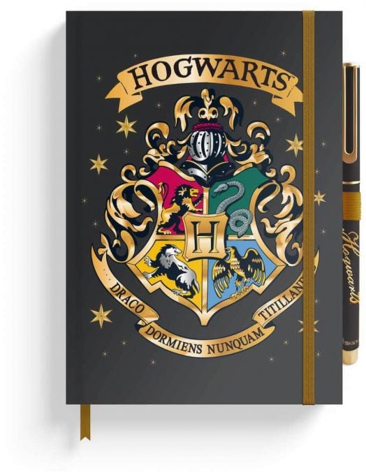 Тефтер Grupo Erik Harry Potter Hogwarts Crest A5 с химикалка