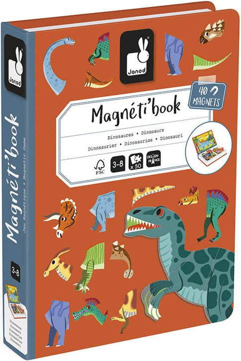 Детска магнитна книга Janod - Динозаври