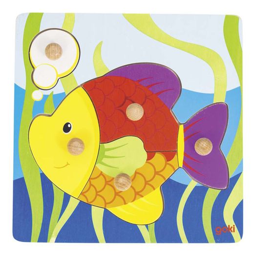 Образователен детски дървен пъзел Goki, Fisch