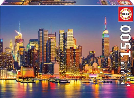 Пъзел Educa: Нощен Манхатън, 1500 части
