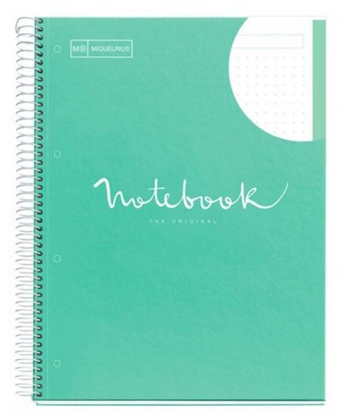 Тетрадка Miquelrius Emotions А4 PaleGreen със спирала, 80 листа на точки, ментовозелено