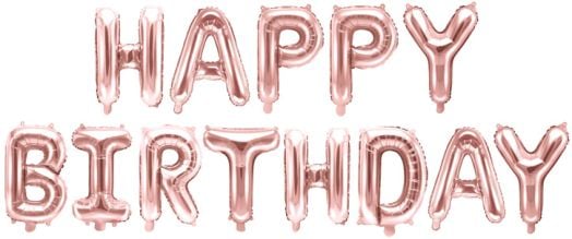 Фолиев балон PartyDeco - Happy Birthday, розово злато