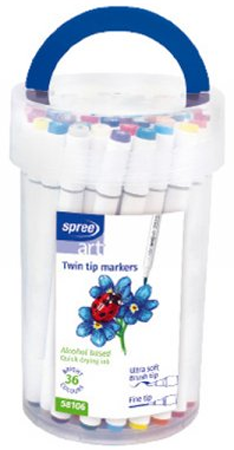 Двувърхи маркери Spree Art - Soft Brush, 36 цвята
